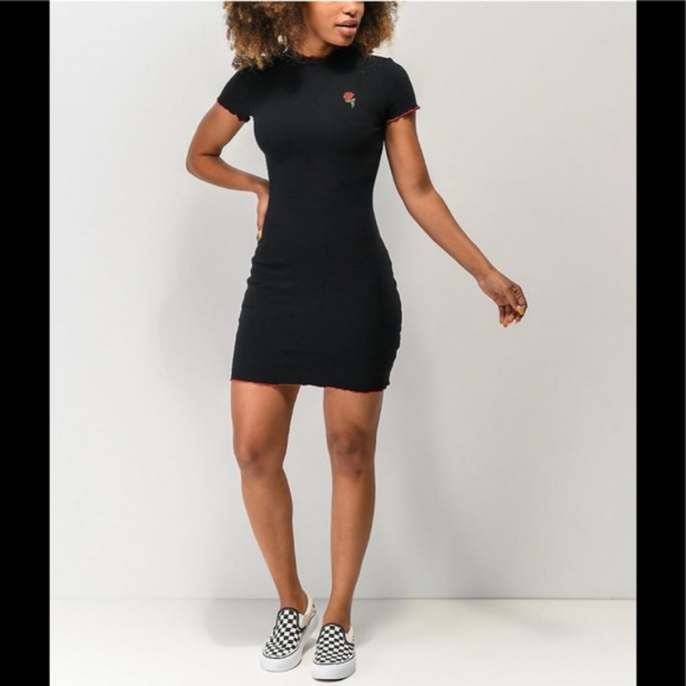 Skater Girl Black Rose Dress